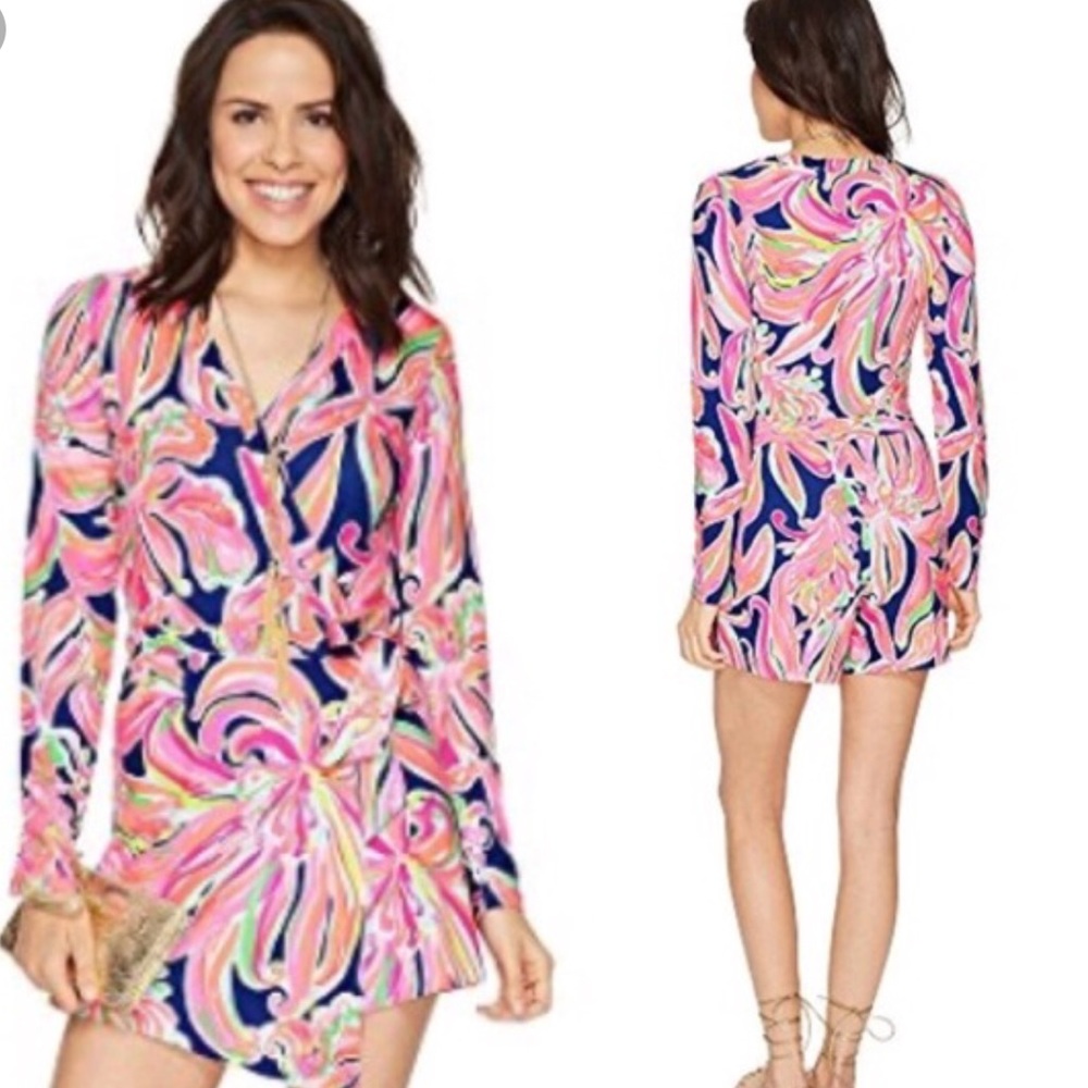 Lilly Pulitzer Tiki Wrap Romper-Banana Flambé